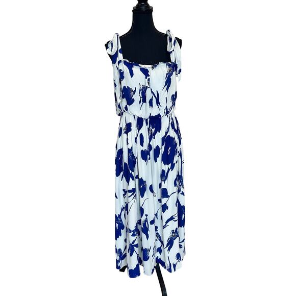 Jason Wu Floral Tiered Ruffle Midi Sundress Dress SIZE 10 Blue Designer $345 - Picture 7 of 11